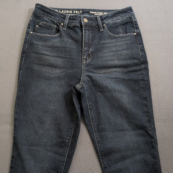 Laurie Felt Women 8 Dark Wash Mid Rise Classic Clean Ankle Skinny Jean - Picture 3 of 13